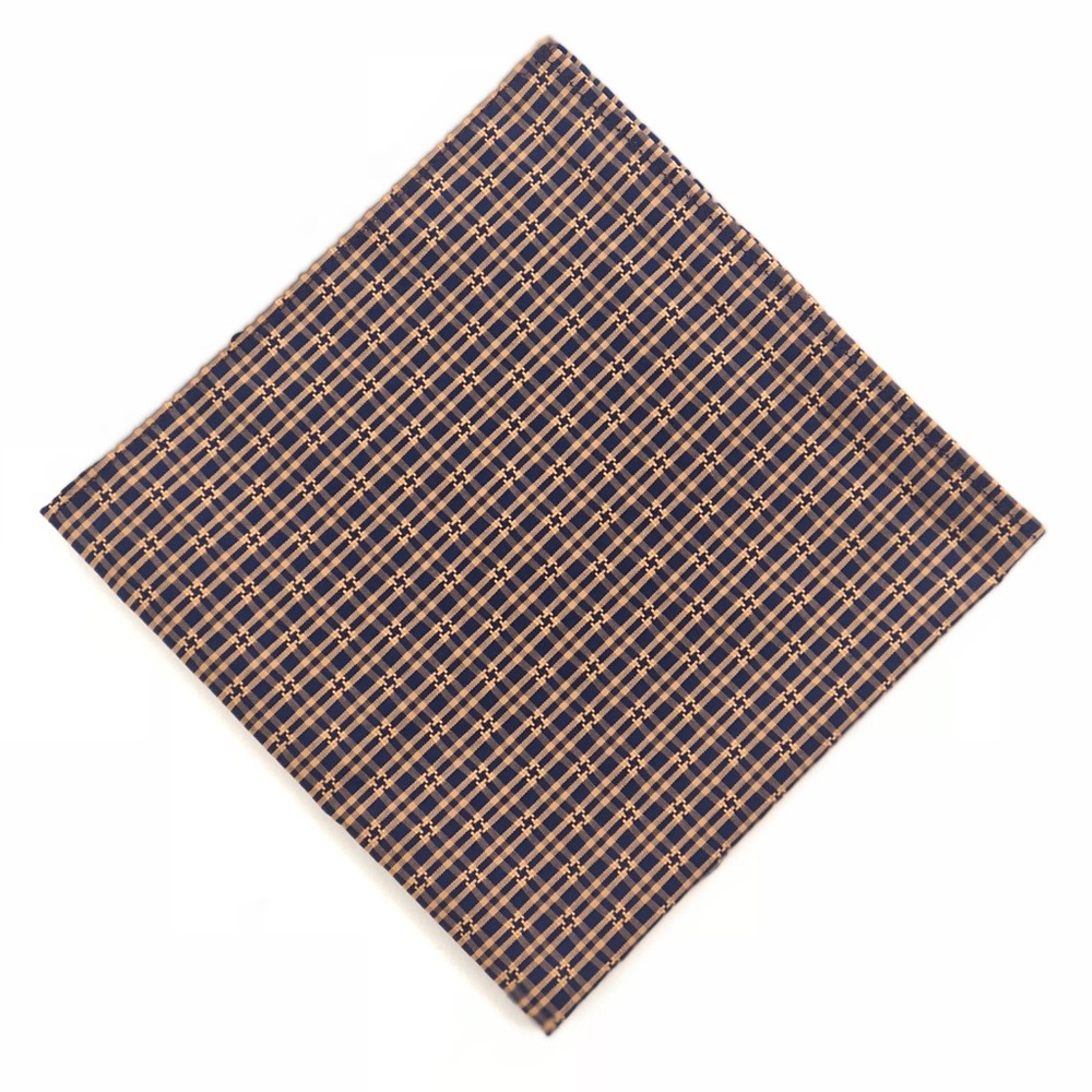 Navy & Yellow Gingham Pocket Square Handkerchief